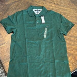 NWT Tommy Hilfiger Green Polo Slim Fit Stretch L